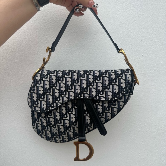 Dior Monogram Black and White Saddle Bag - Picture 1 of 4
